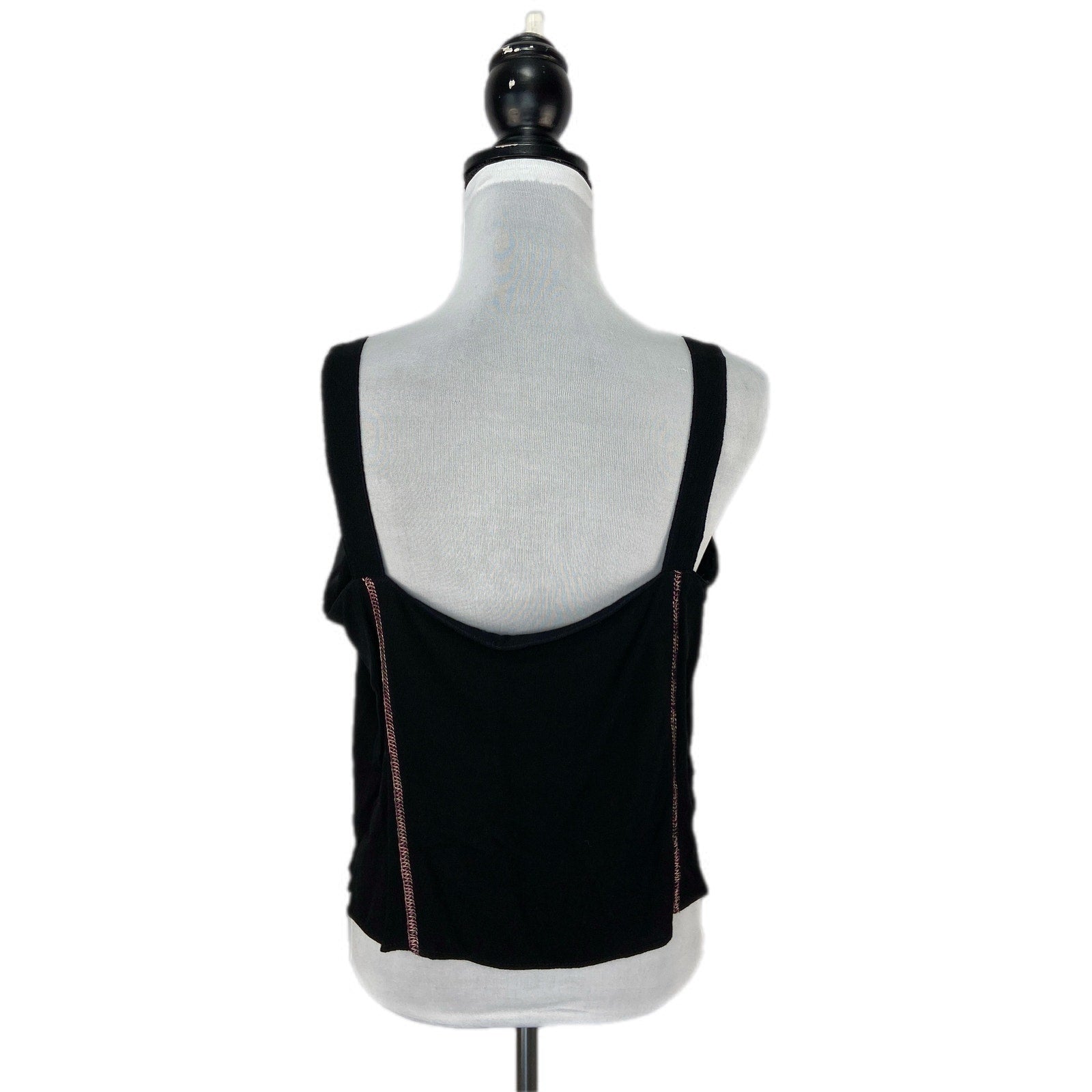 Tommy n Loulou Black Floral Crop Tank Top - Women's Size M