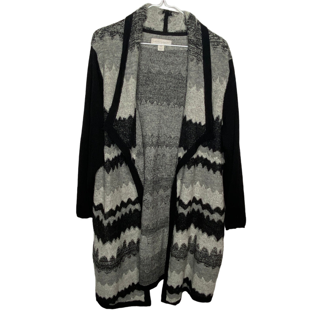 Laura Ashley Wool Blend Zig Zag Stripe Duster - Women's Size 2X