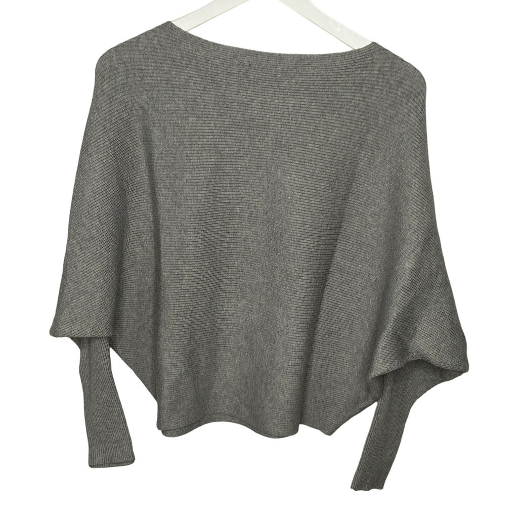 Joan Vass Gray Dolman Sweater Button Embellished Shoulder - Women's Size L