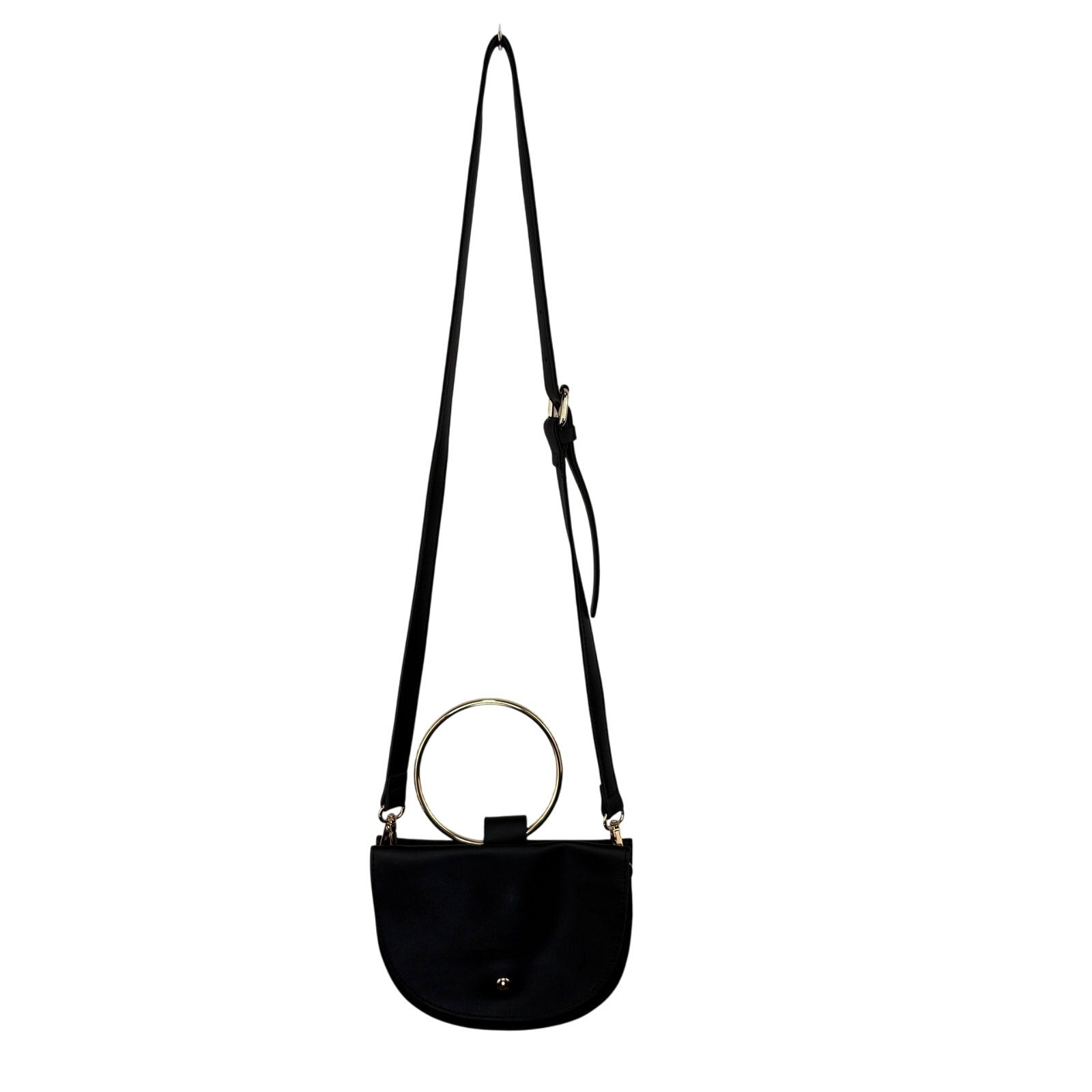 Melie Bianco Felix Ring Black Vegan Leather Crossbody