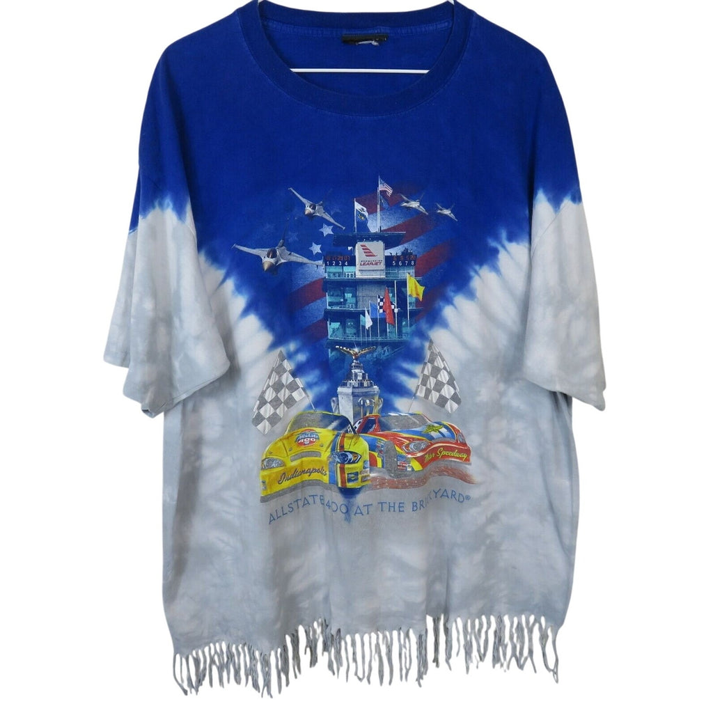 Custom Dyed Fringe Distressed Brickyard Nascar Oversized T Shirt - Women's Large