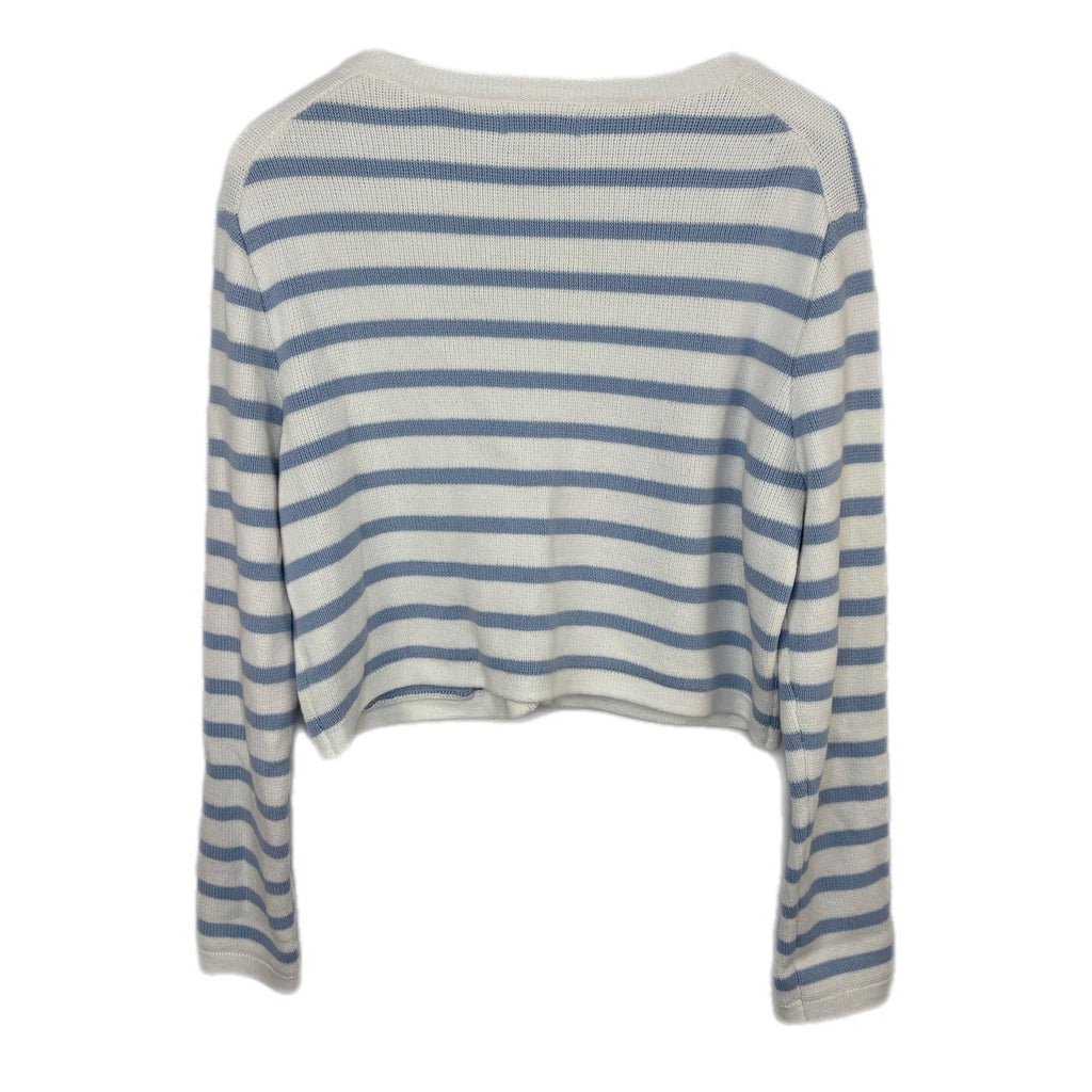 Light Blue White Stripe Gold Button Cardigan - Women's Size XL