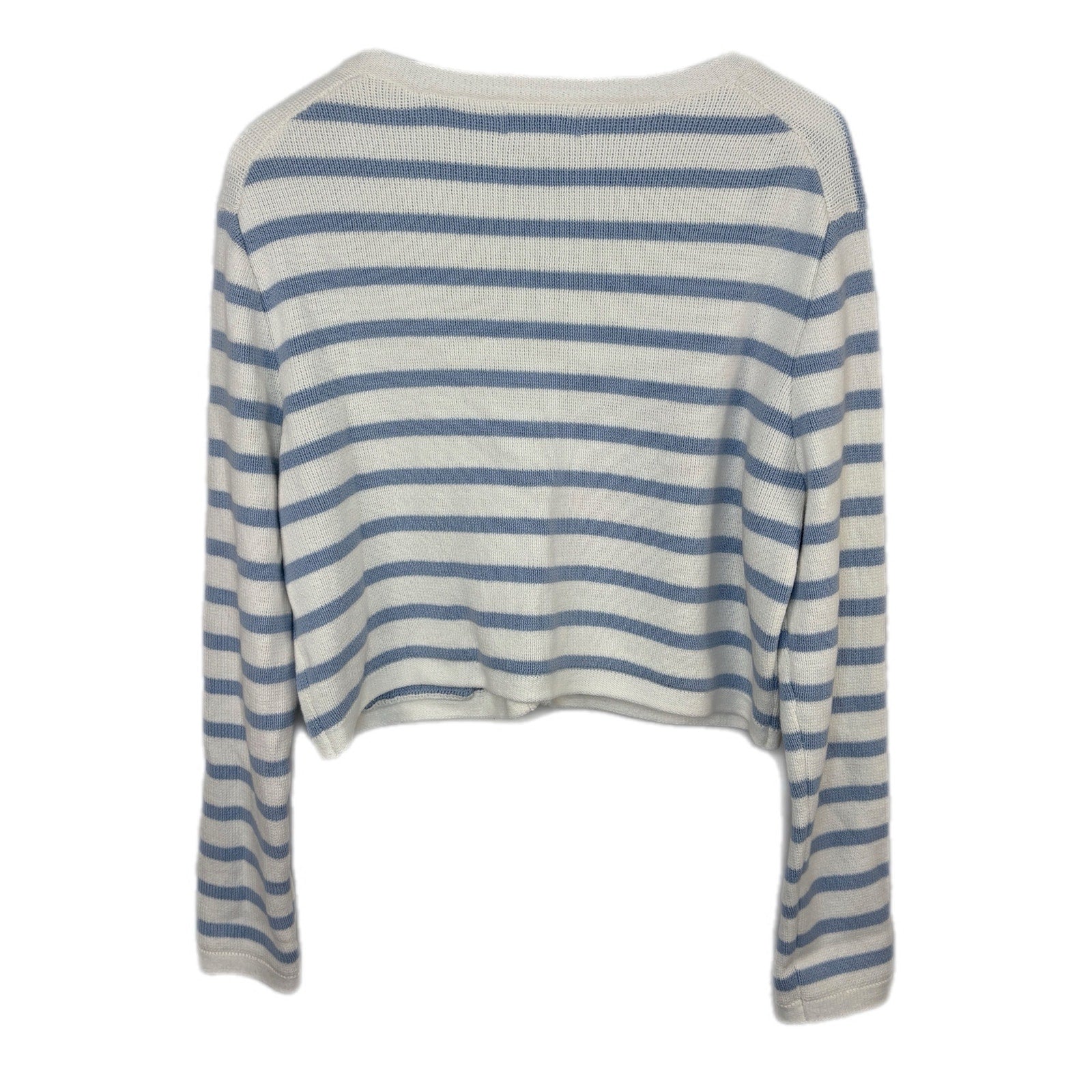 Light Blue White Stripe Gold Button Cardigan - Women's Size XL