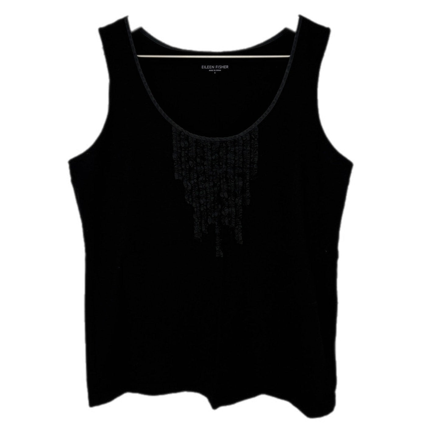 Eileen Fisher Black Ruffle Detail Tank Top - Women's Size Small