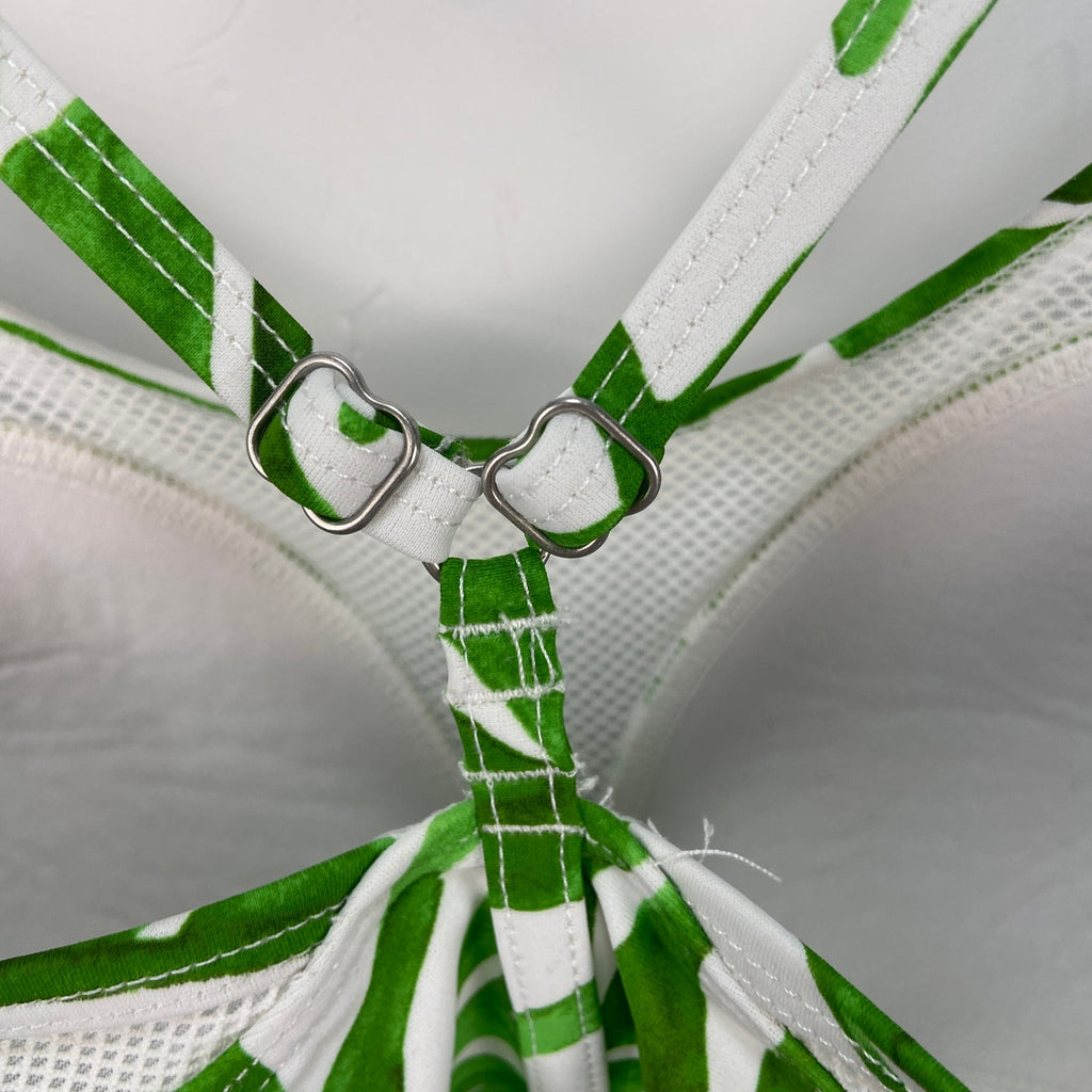 Athleta Green Leaf White Mesh Bikini Top - Women's Size M