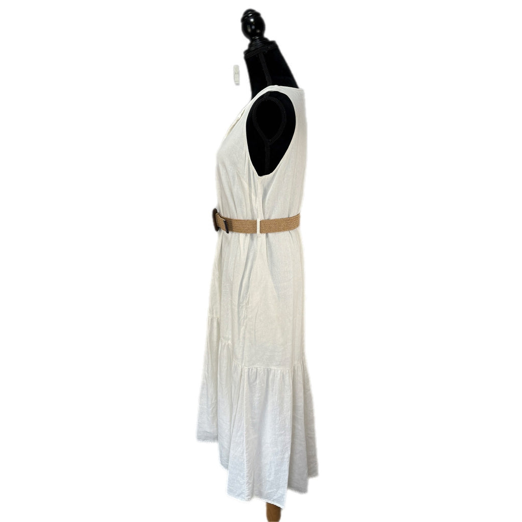 Adyson Parker White Linen Blend Dress - Women's Size M