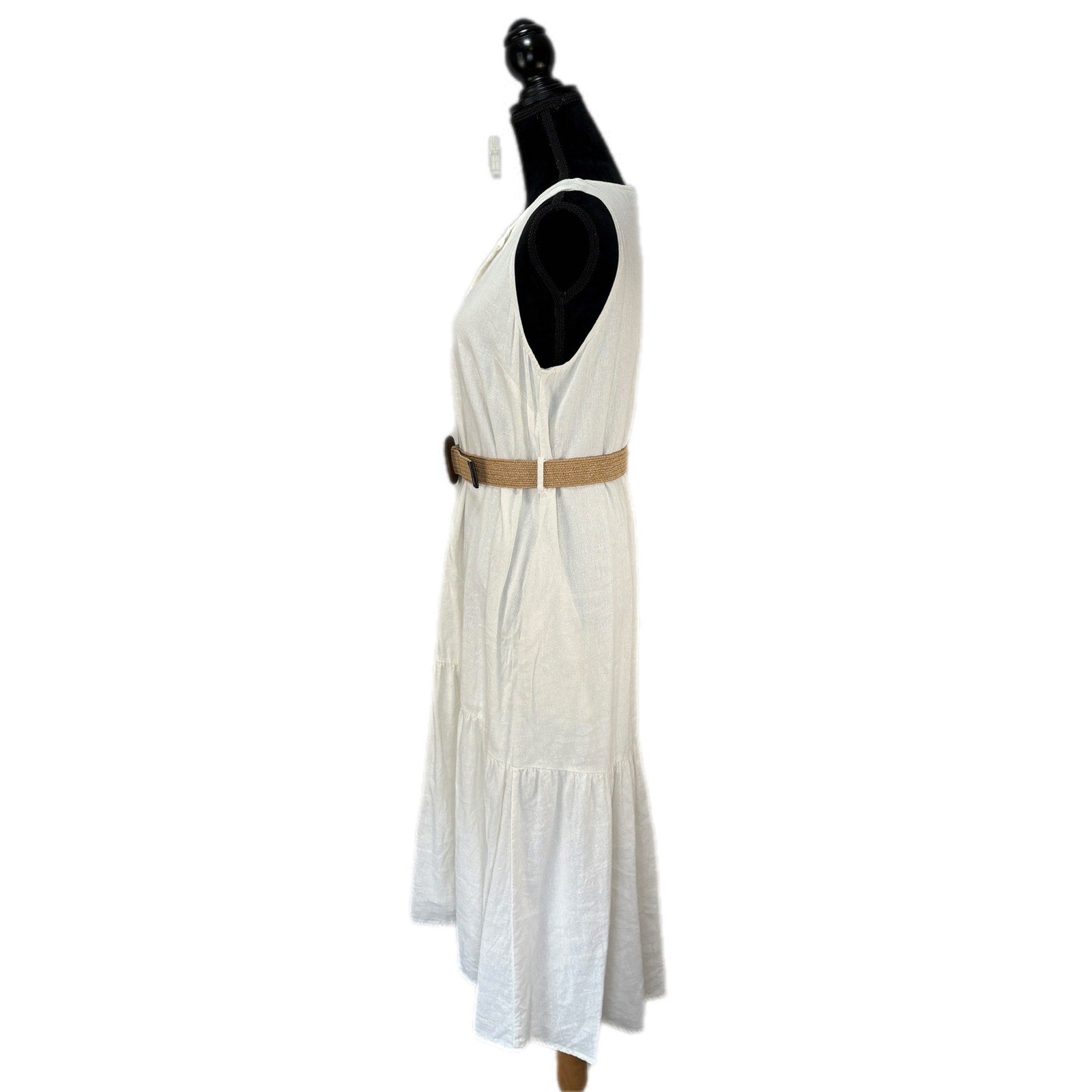 Adyson Parker White Linen Blend Dress - Women's Size M