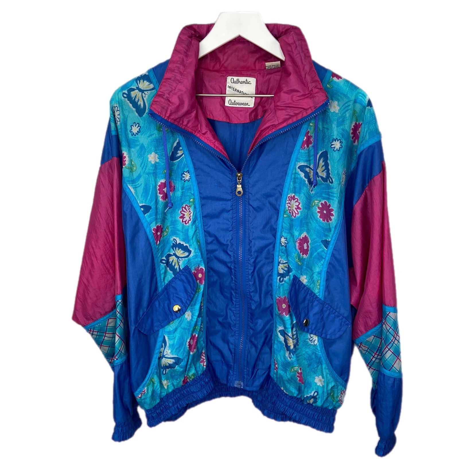 Vintage Nylon Bright Colors Floral Granny Windbreaker - Women's Size M