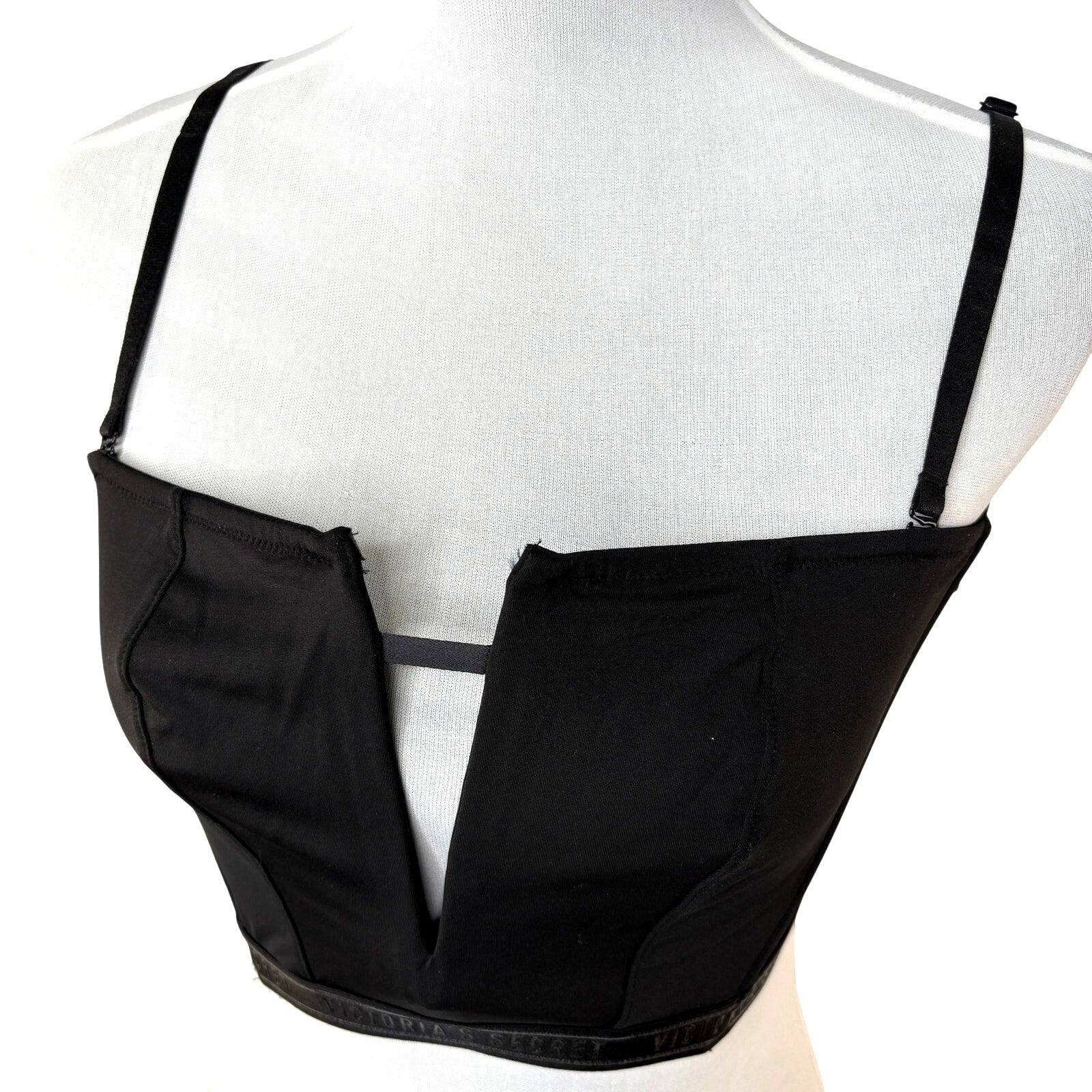 Victoria's Secret Very Sexy Unlined Black Satin Plunge Bustier - Women's Size L