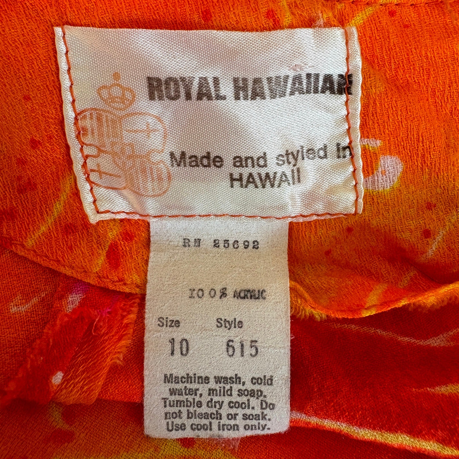 Vintage Royal Hawaiian Bright Orange and Pink Floral Dress - Women's Size 10