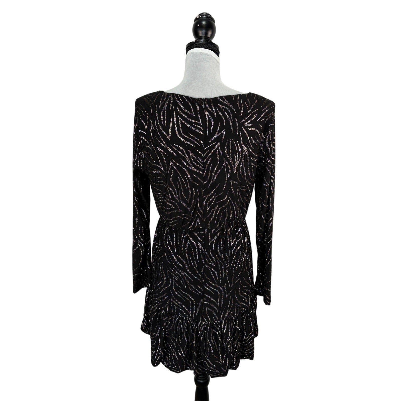 Sparkle Patterned Long Sleeve Dress - Women's Size M