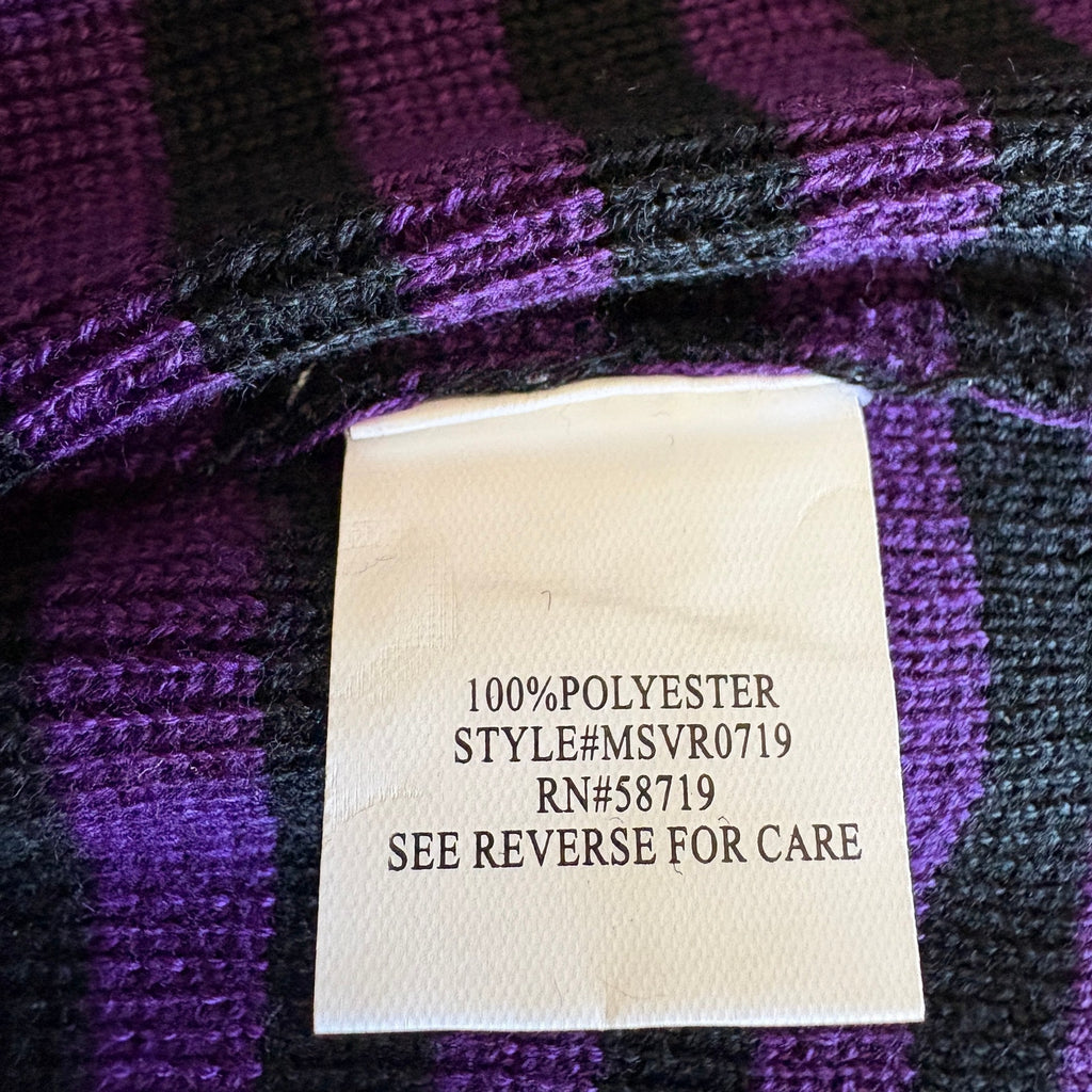 Emo Revival 2010s Purple Black Stripe Cardigan - Women's Size L