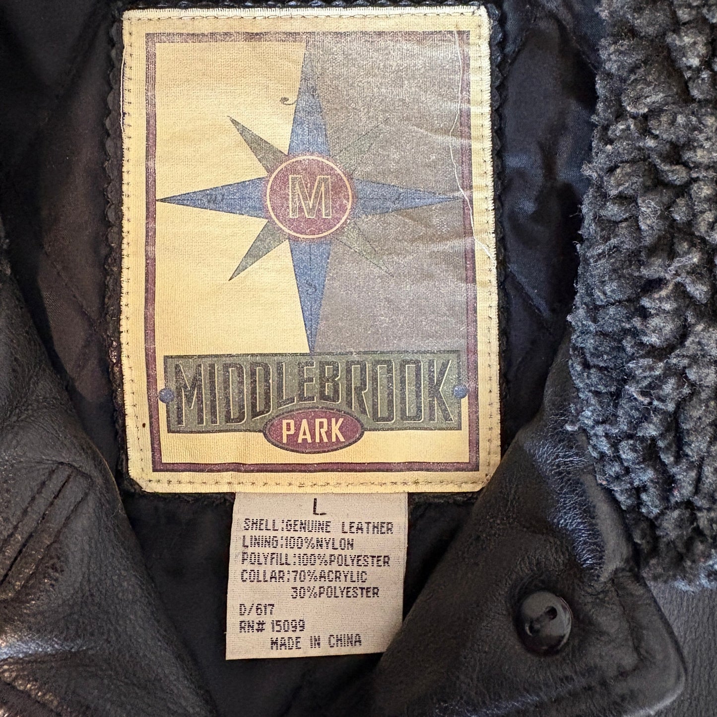 Y2K Black Leather Sherpa Collar Jacket - Women's Size L