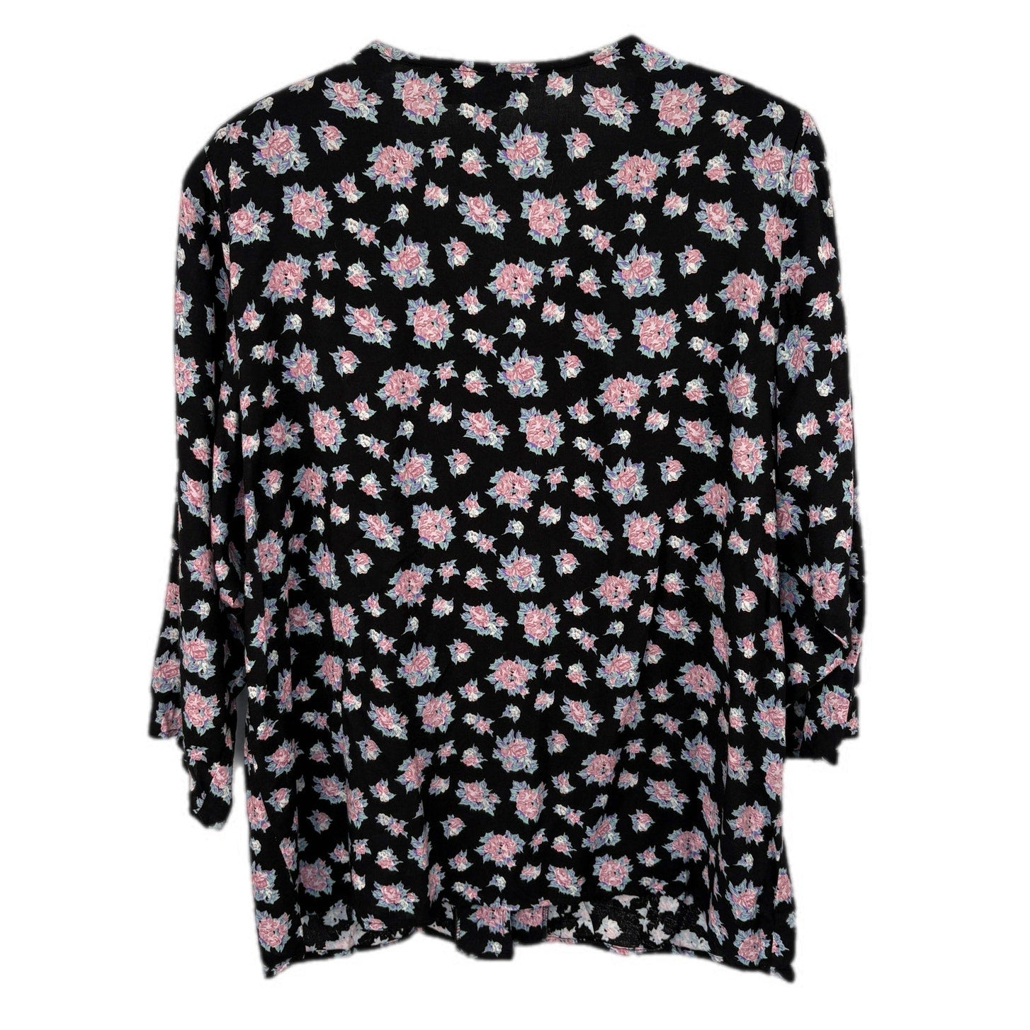 Vintage 90's Floral Big Collar Button Up Shirt Made in USA - Women's Size 14