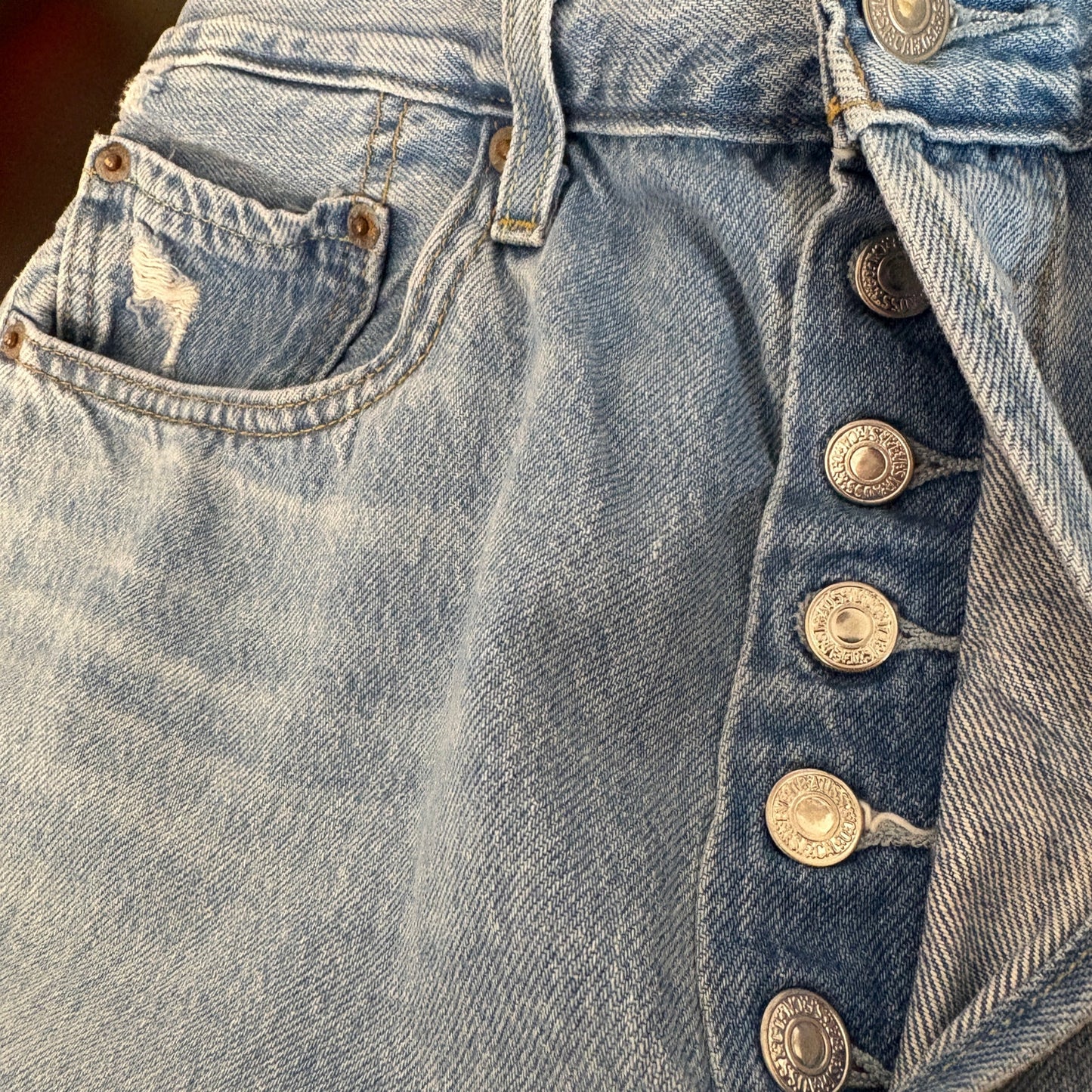 Levi's 501 Repro Big E Distressed Light Wash Jeans - Men's Size 31x26