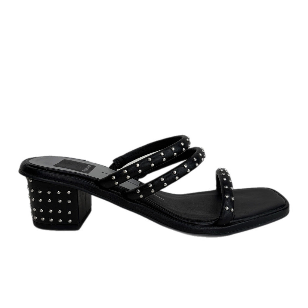 Dolce Vita Studded Black Slip On Square Toe Heeled Sandals - Women's Size 6.5
