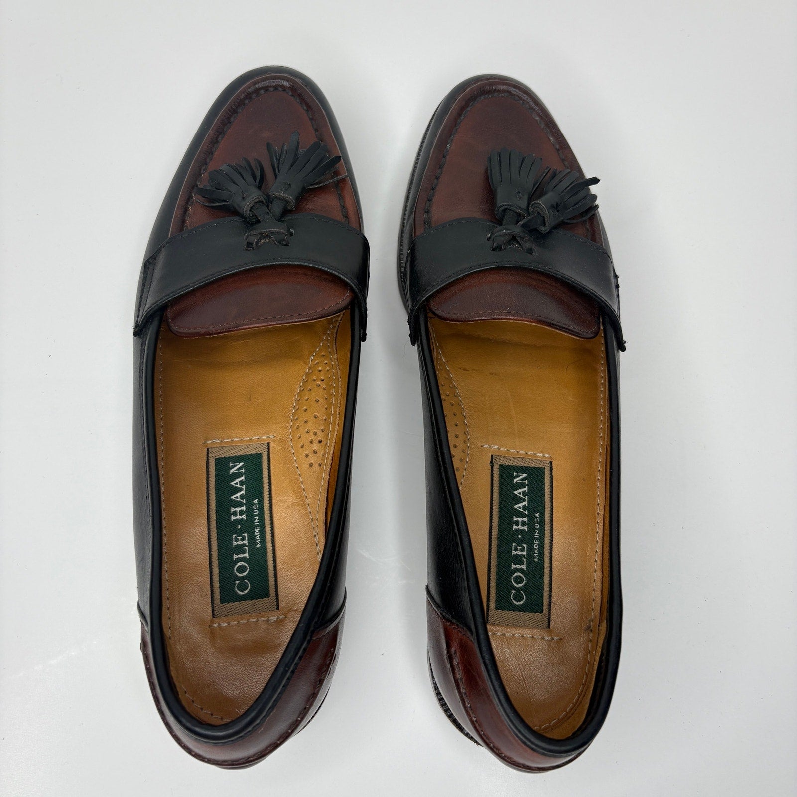Vintage Cole Haan Leather Tassel Two Tone Loafers - Women's Size 9 Narrow