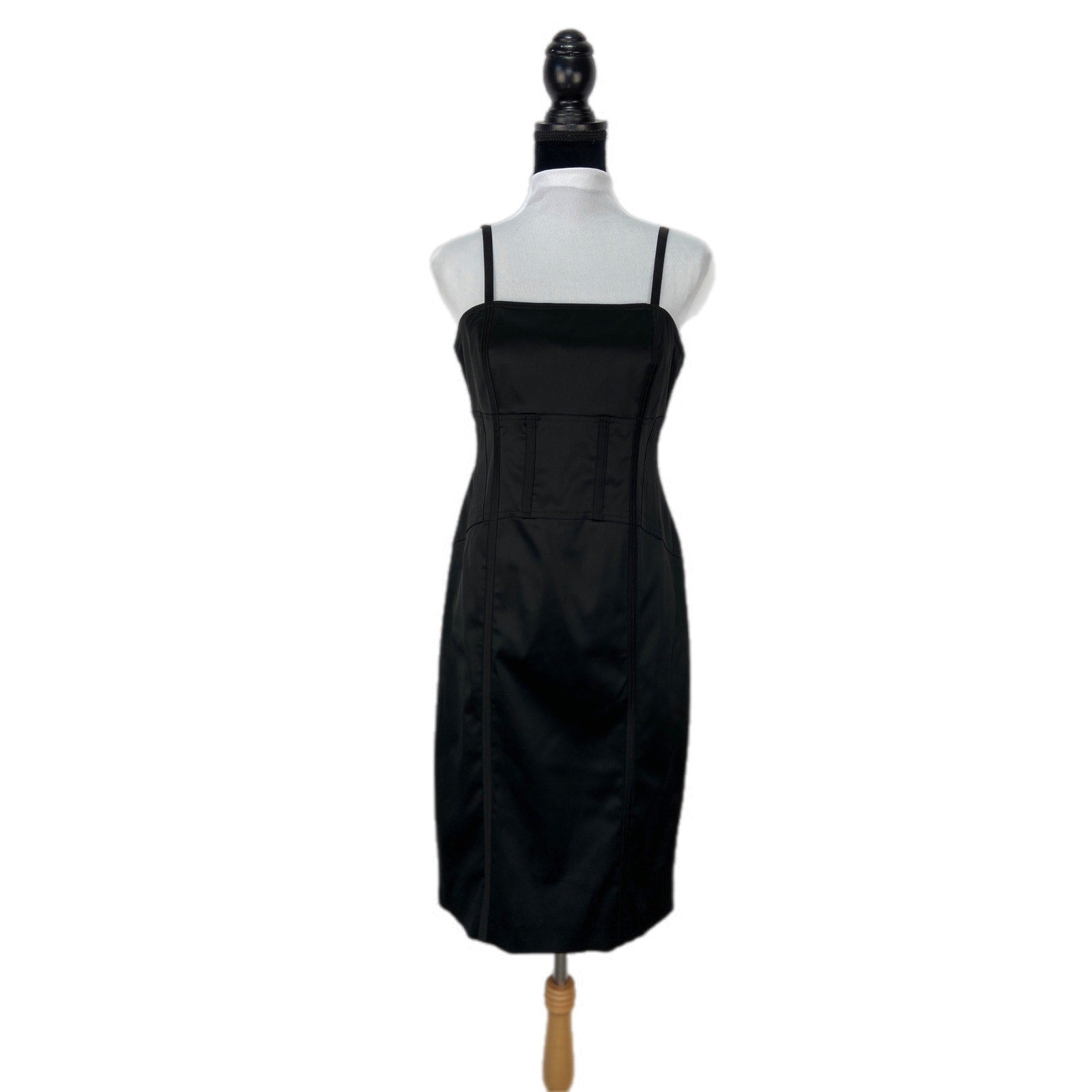 Vintage Black Corset Style Office Siren Slip Dress - Women's Size 8