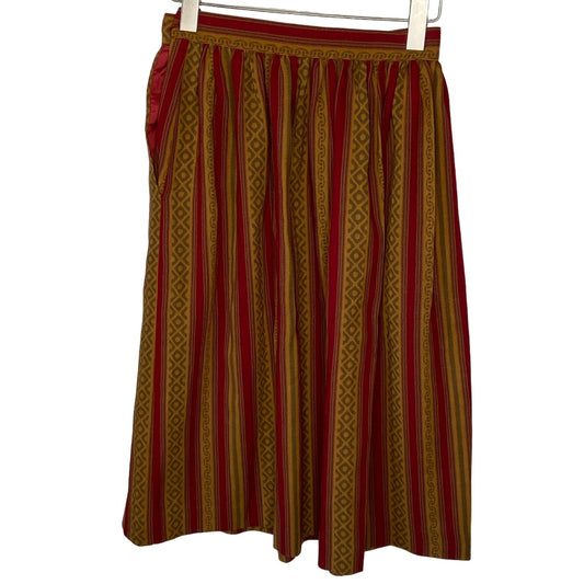 Vintage Wool 70's Vibes Vertical Stripe Geo Pattern Skirt - Women's 6