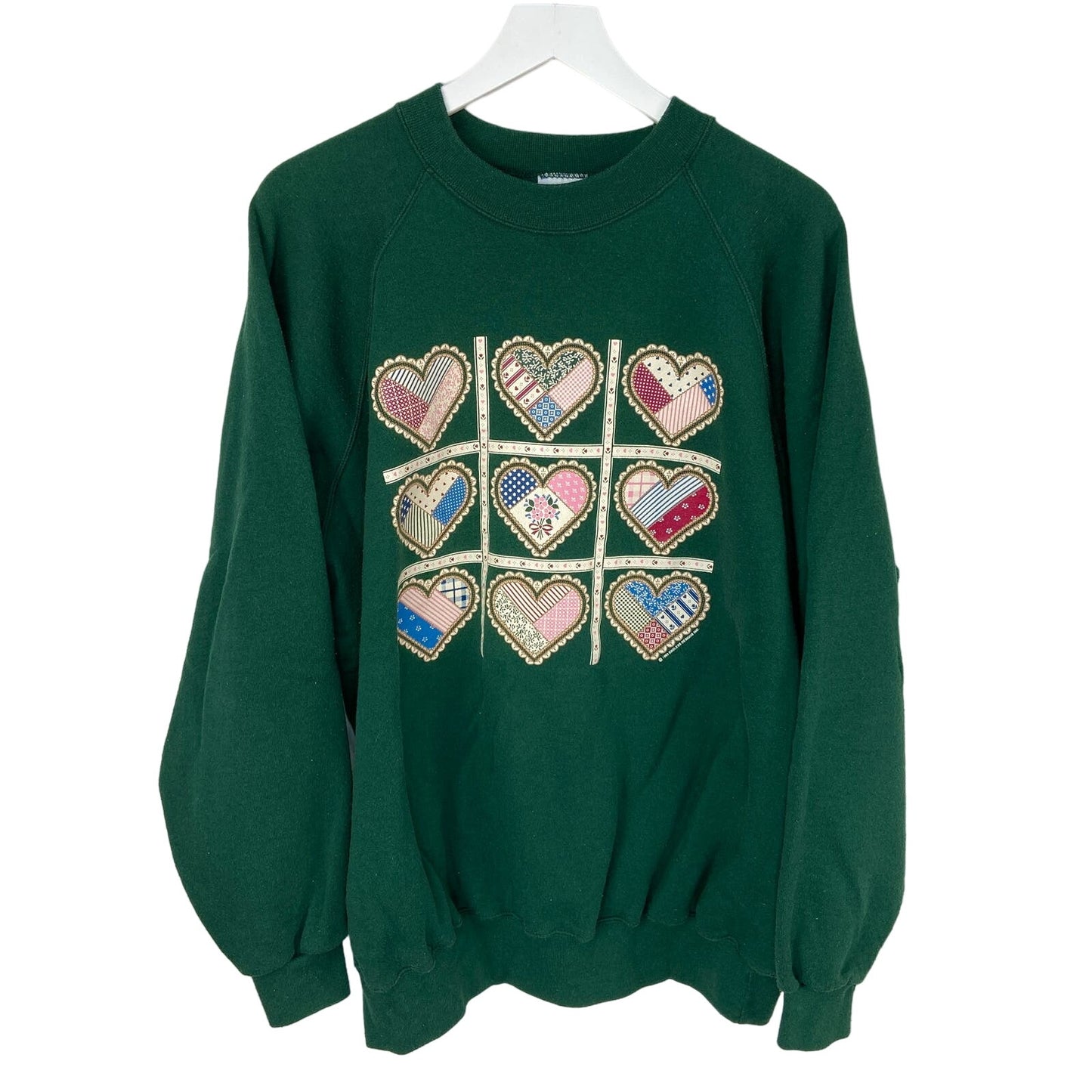 American Vintage Granny Quilted Hearts Crewneck Sweatshirt - Women's Size XXL