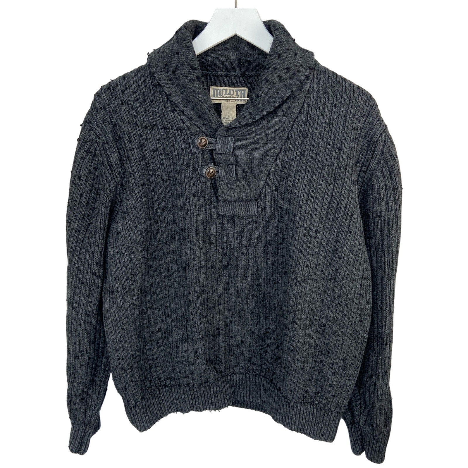 Duluth Trading Cotton Wool Blend Cowl Neck Sweater - Men's Size L