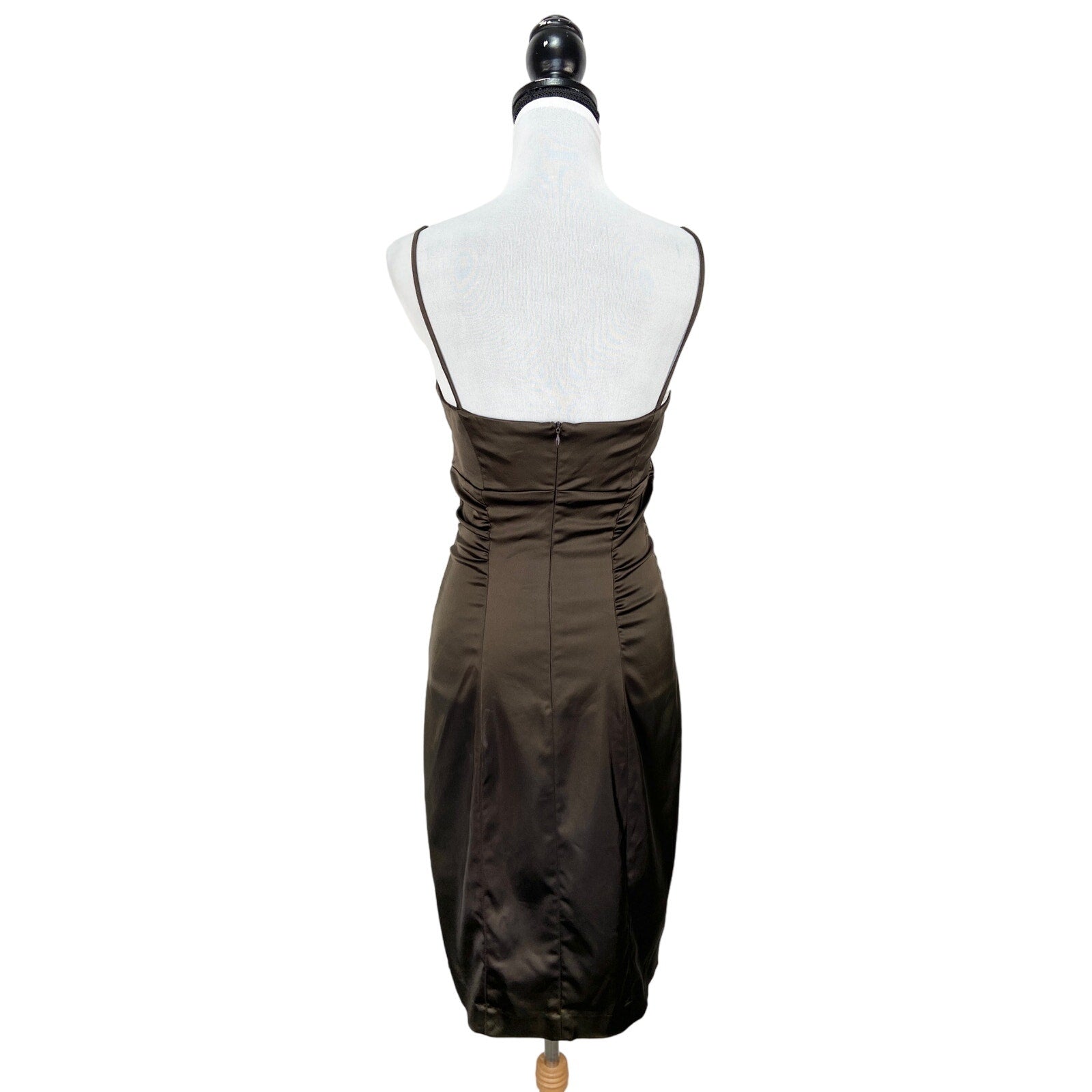 Vintage Cache Dark Olive Green Short Formal Sheath Dress - Women's Size 8