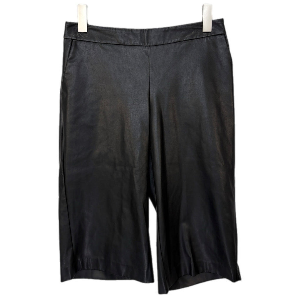 Bisou Bisou Black Faux Leather Gaucho Pants - Women's Size L