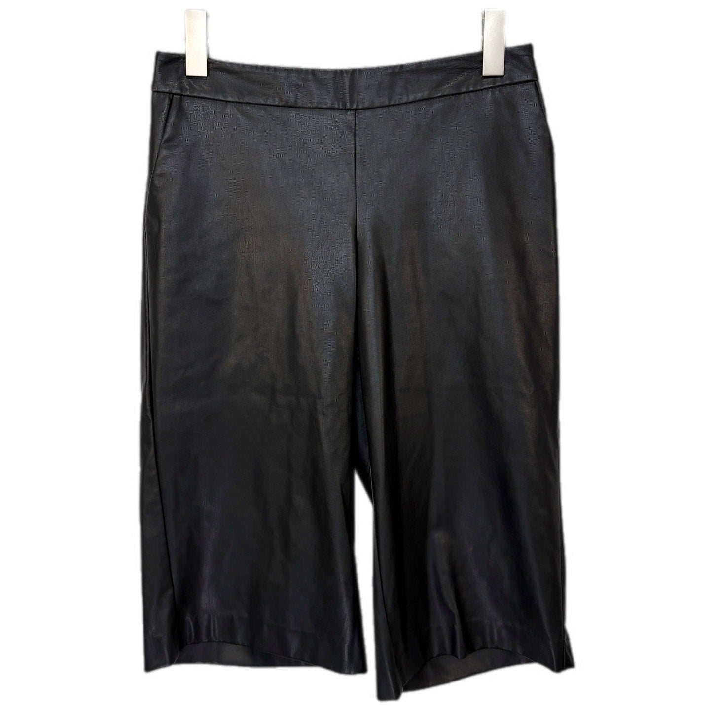 Bisou Bisou Black Faux Leather Gaucho Pants - Women's Size L