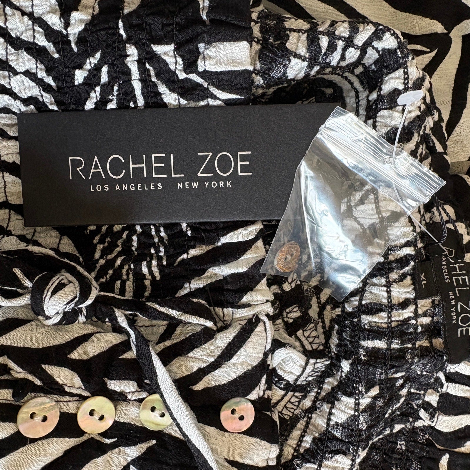 Rachel Zoe Black White Leaves Print Flowy Skirt NWT - Women's Size XL