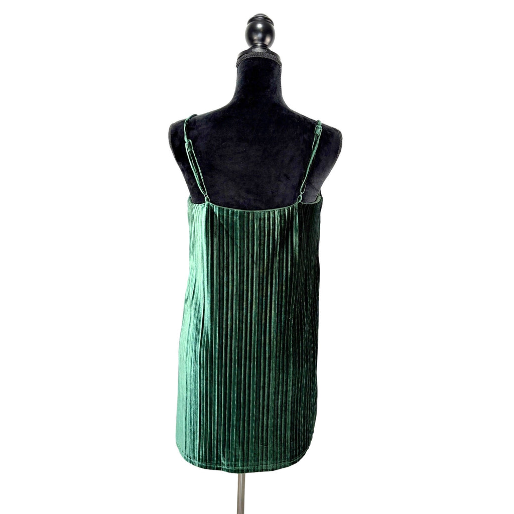 Jack by BB Dakota Dark Green Velvet Pleated Sleeves Dress - Women's Size Small