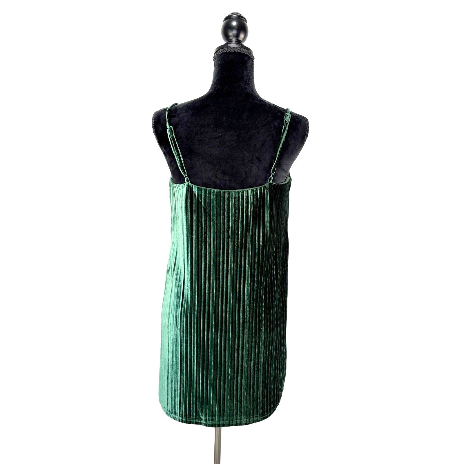 Jack by BB Dakota Dark Green Velvet Pleated Sleeves Dress - Women's Size Small
