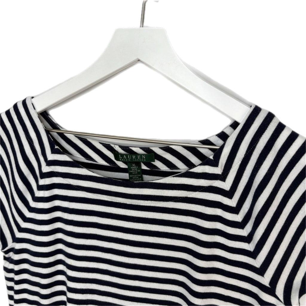 Ralph Lauren Nautical Vibes Blue White Stripe Cap Sleeve Top - Women's Size XL