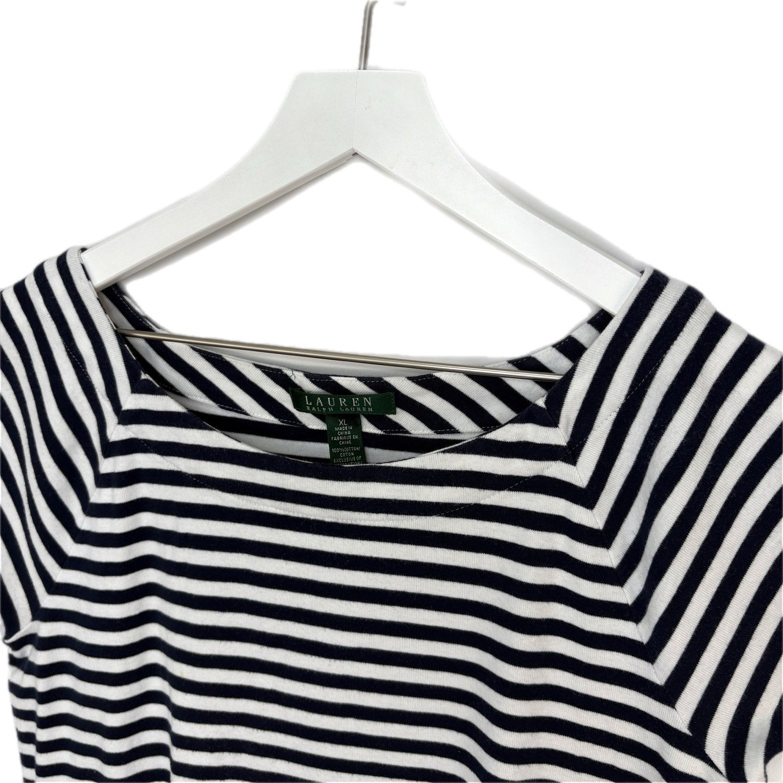 Ralph Lauren Nautical Vibes Blue White Stripe Cap Sleeve Top - Women's Size XL