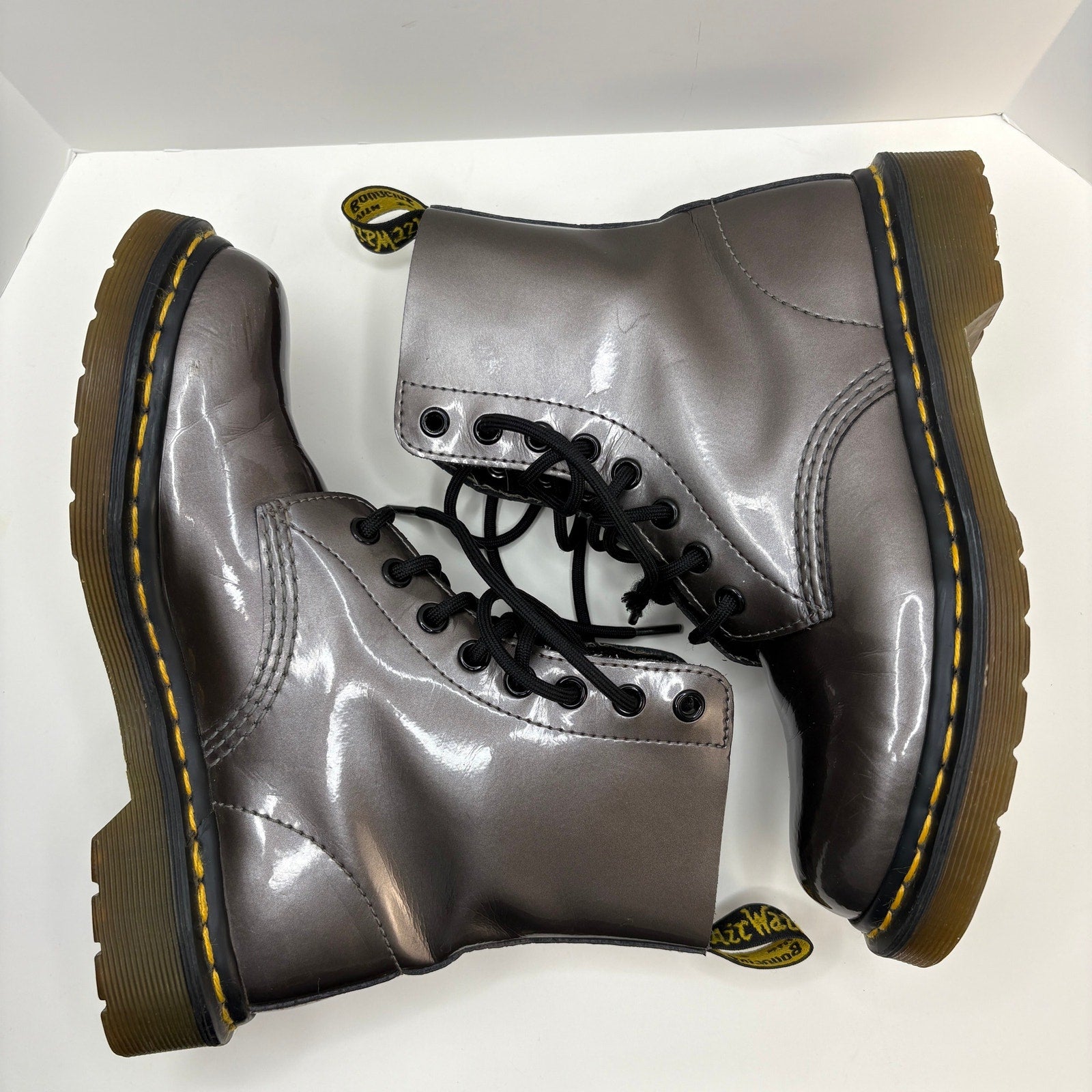 Dr Martens Pascal Pewter Lace Up Boots - Women's Size 6