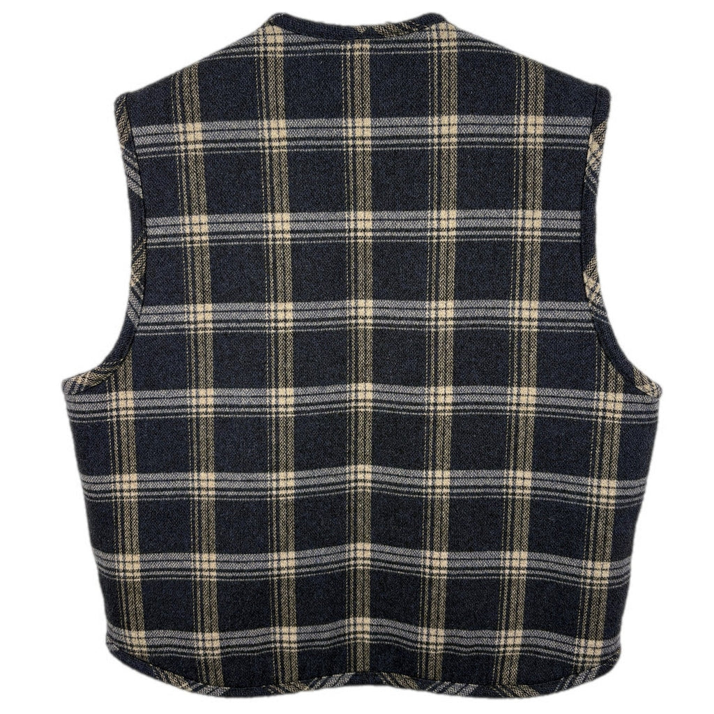 Vintage Wool Blend Flannel Plaid Sherpa Lined Vest - Men's Size L