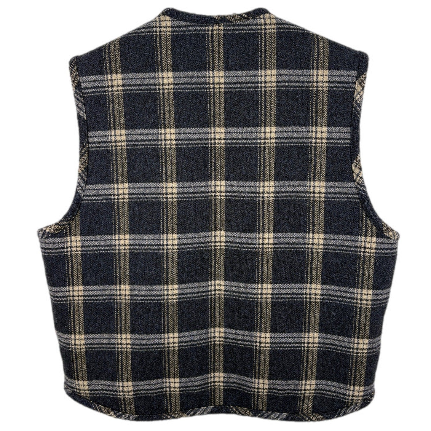 Vintage Wool Blend Flannel Plaid Sherpa Lined Vest - Men's Size L