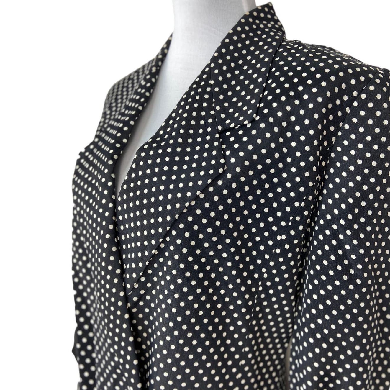 Vintage Polka Dot Oversized Double Breasted Long Blazer - Women's Size 6