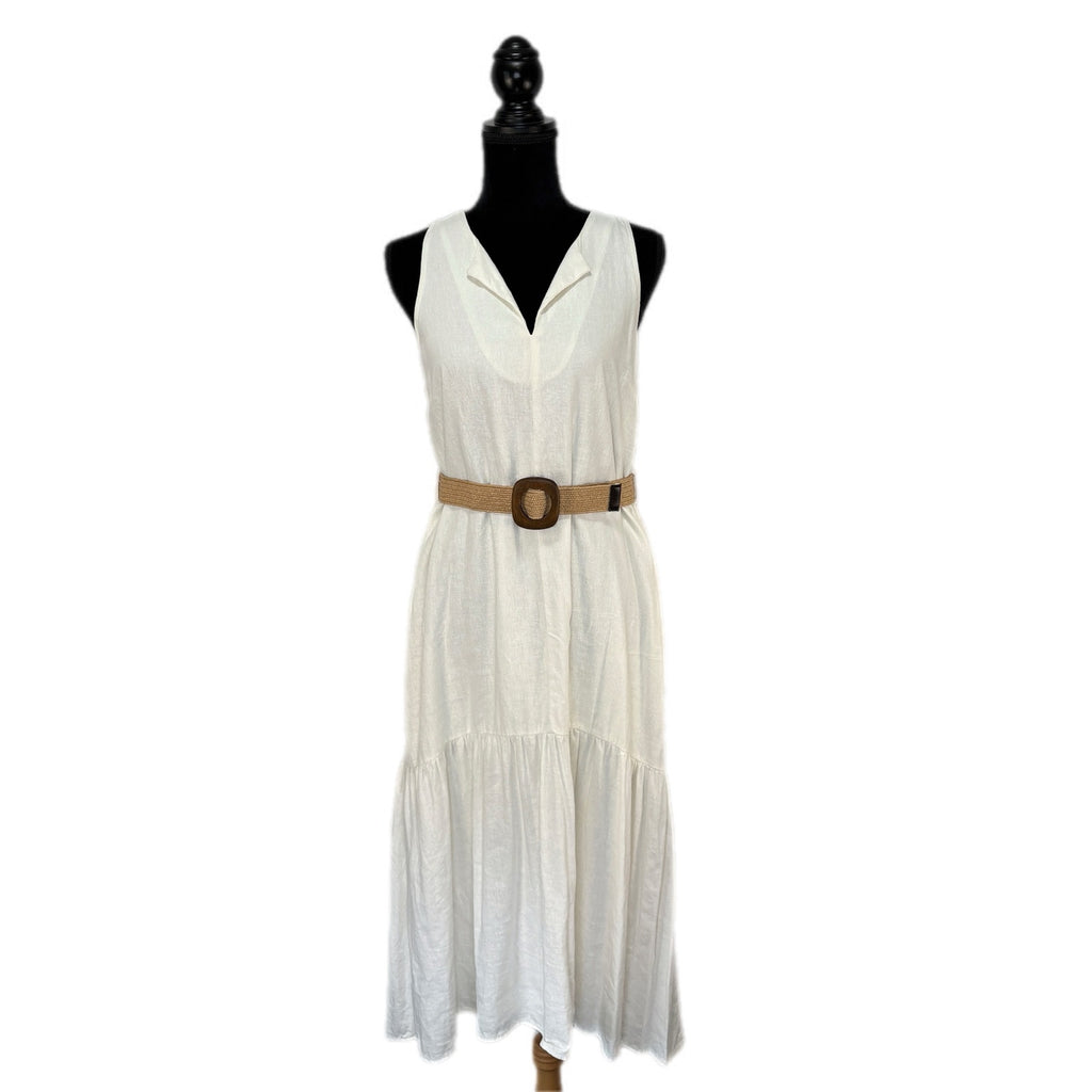 Adyson Parker White Linen Blend Dress - Women's Size M