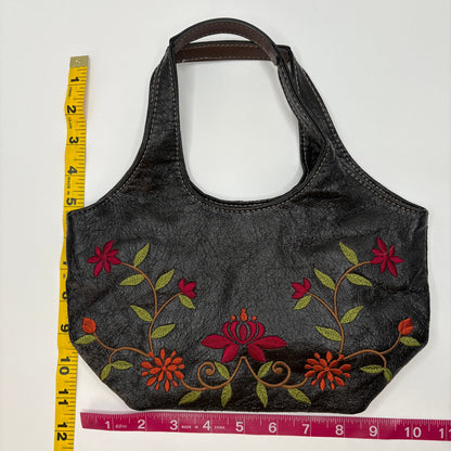 Y2K Faux Leather Floral Embroidered Small Shoulder Bag