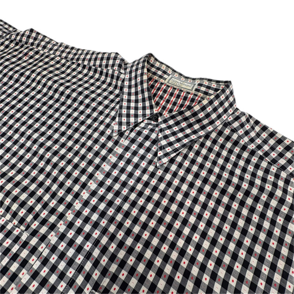 Vintage 80's Rare Gianni Versace Checkered Plaid Button Front Shirt - Men's M