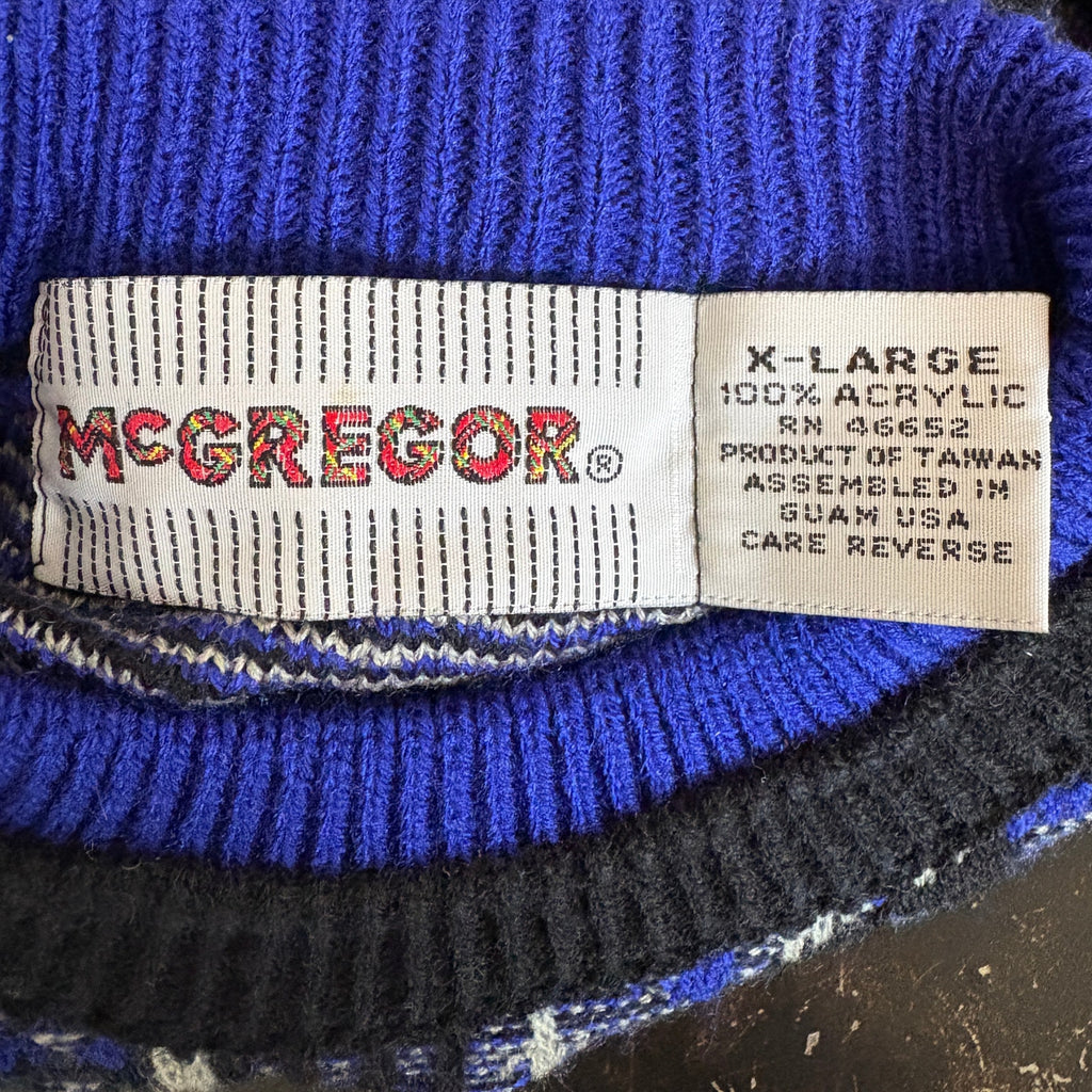 Vintage Dark Mixed Pattern Grandpa Crewneck Sweater - Men's Size XL