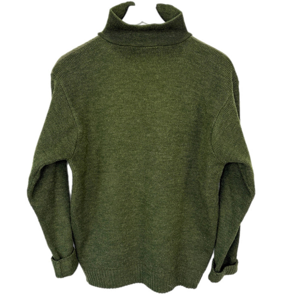 Green Wool Blend 1/4 Zip Embroidered Boar Sweater - Men's Size M