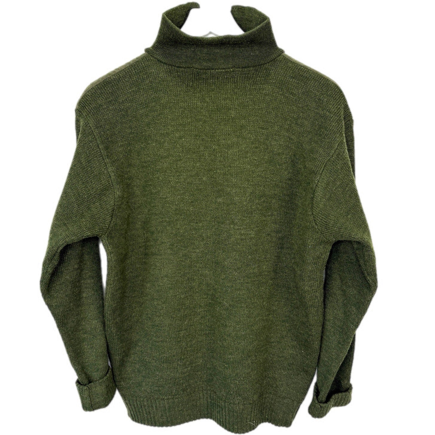 Green Wool Blend 1/4 Zip Embroidered Boar Sweater - Men's Size M
