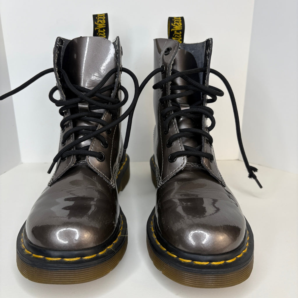 Dr Martens Pascal Pewter Lace Up Boots - Women's Size 6