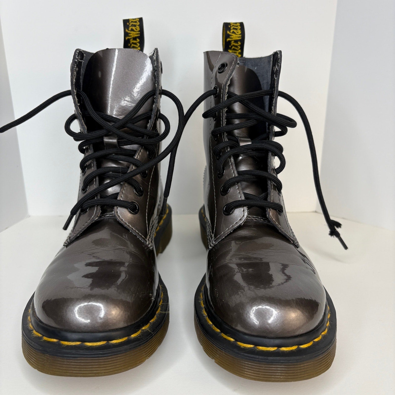 Dr Martens Pascal Pewter Lace Up Boots - Women's Size 6
