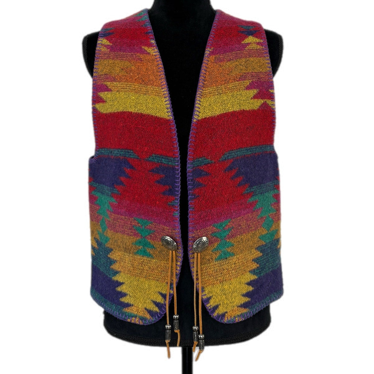 Vintage Rhonda Stark Wool Blend Southwest Pattern Vest - Women's Size M