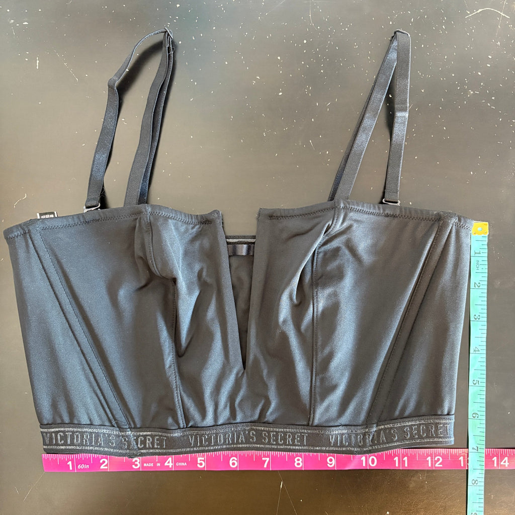 Victoria's Secret Very Sexy Unlined Black Satin Plunge Bustier - Women's Size L