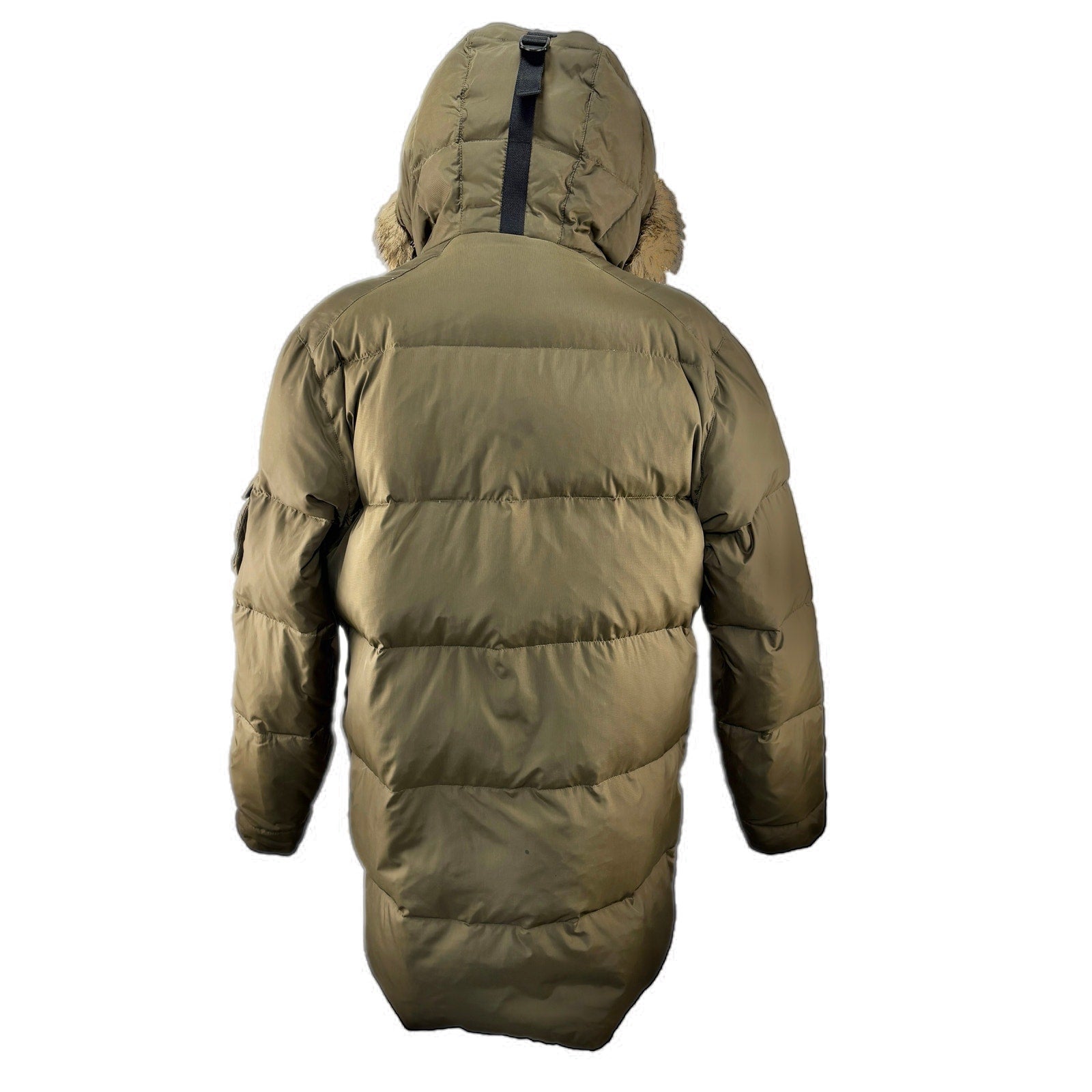 Eddie Bauer Dark Green Quilted Nylon Goose Down Coat - Men's Size M