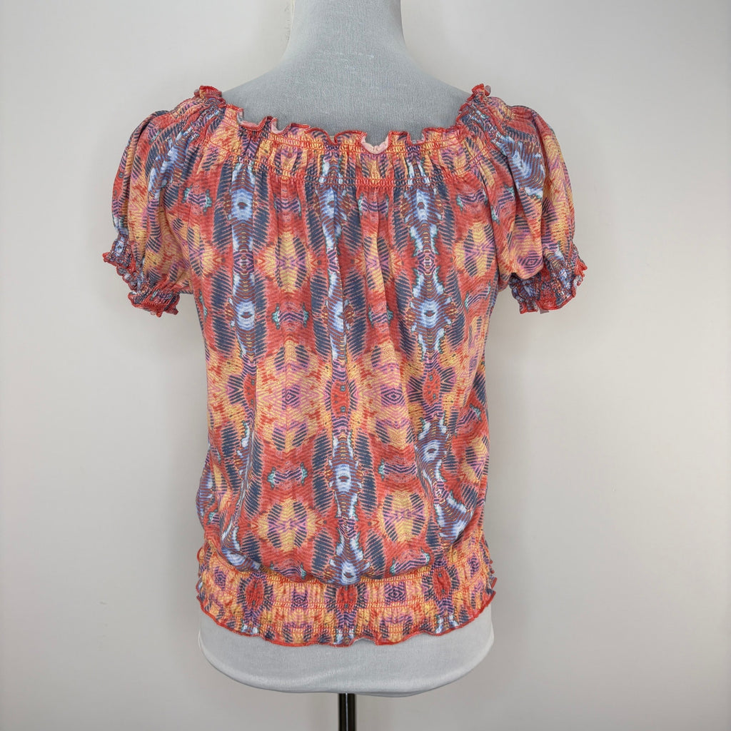 Boho Cute Gathered Waist Short Sleeve Top - Women's Size Small