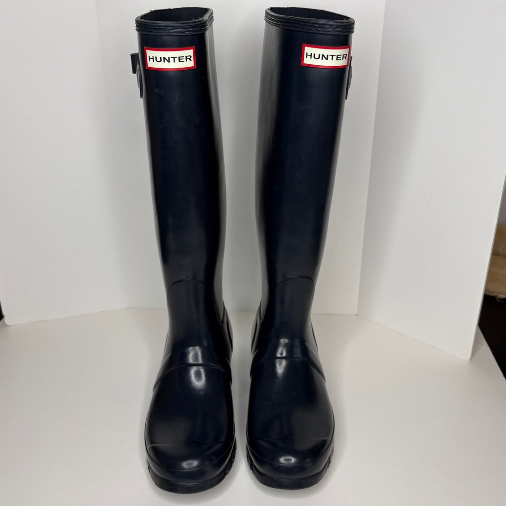 Hunter Original Tall Gloss Blue Rain Boots - Women's Size 8